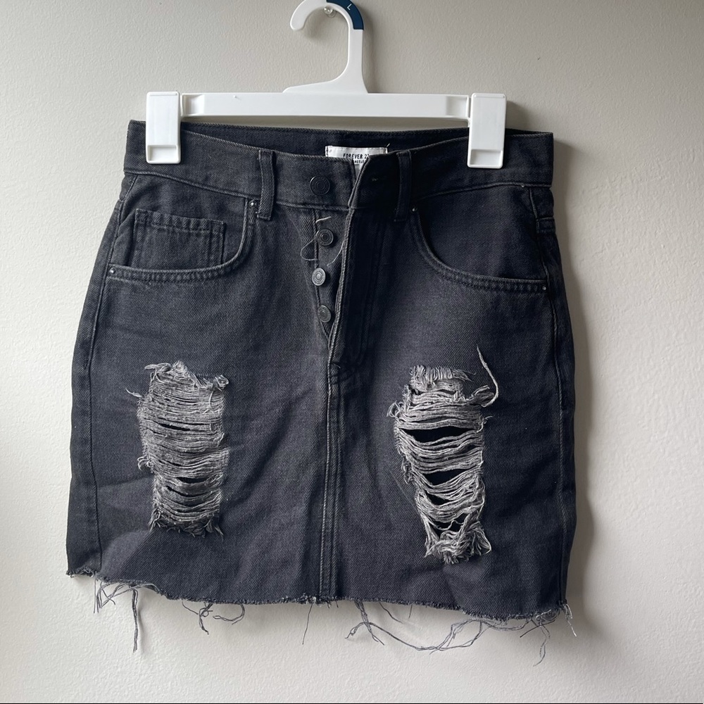 Forever 21 black mini jean skirt